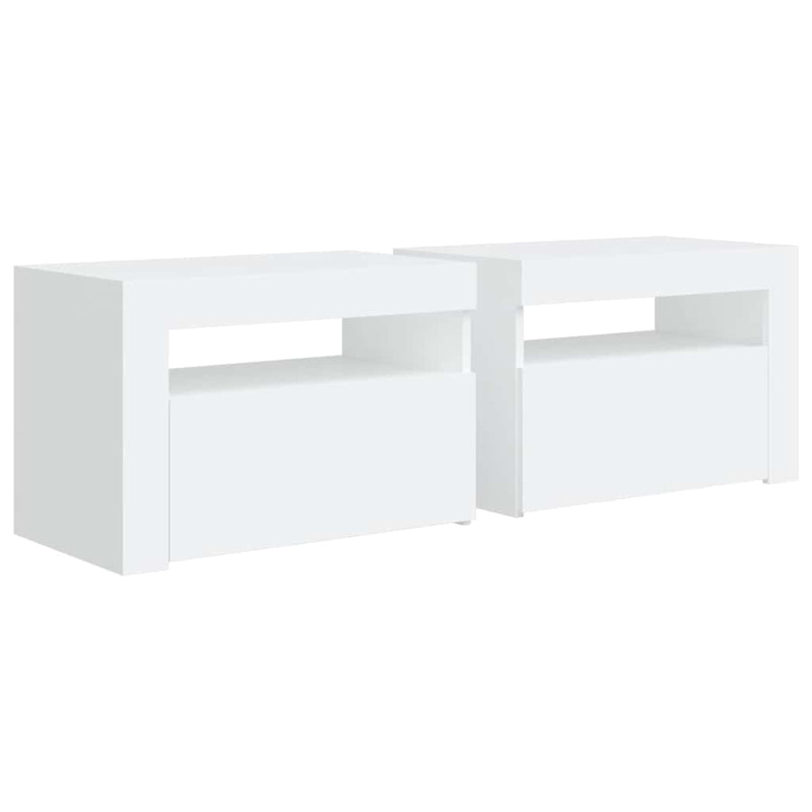 Bedside Cabinets 2 pcs with LEDs White 60x35x40 cm