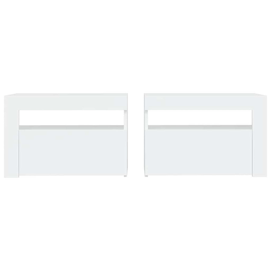 Bedside Cabinets 2 pcs with LEDs White 60x35x40 cm