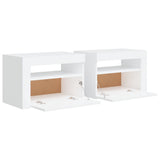 Bedside Cabinets 2 pcs with LEDs White 60x35x40 cm - 45-Degree Angle