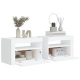 Bedside Cabinets 2 pcs with LEDs White 60x35x40 cm - Close-Up Angle