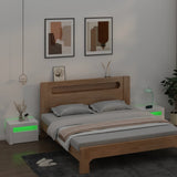 Bedside Cabinets 2 pcs with LEDs White 60x35x40 cm - Low Angle