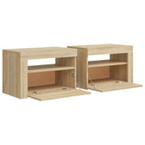Bedside Cabinets 2 pcs with LEDs Sonoma Oak 60x35x40 cm - 45-Degree Angle