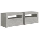 Bedside Cabinets 2 pcs with LEDs Concrete Grey 60x35x40 cm