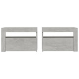 Bedside Cabinets 2 pcs with LEDs Concrete Grey 60x35x40 cm - Top-Down View