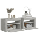 Bedside Cabinets 2 pcs with LEDs Concrete Grey 60x35x40 cm - Close-Up Angle