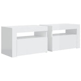Bedside Cabinets 2 pcs with LEDs High Gloss White 60x35x40 cm - Side View