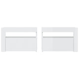 Bedside Cabinets 2 pcs with LEDs High Gloss White 60x35x40 cm