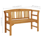Garden Bench 114 cm Solid Acacia Wood - Rear View