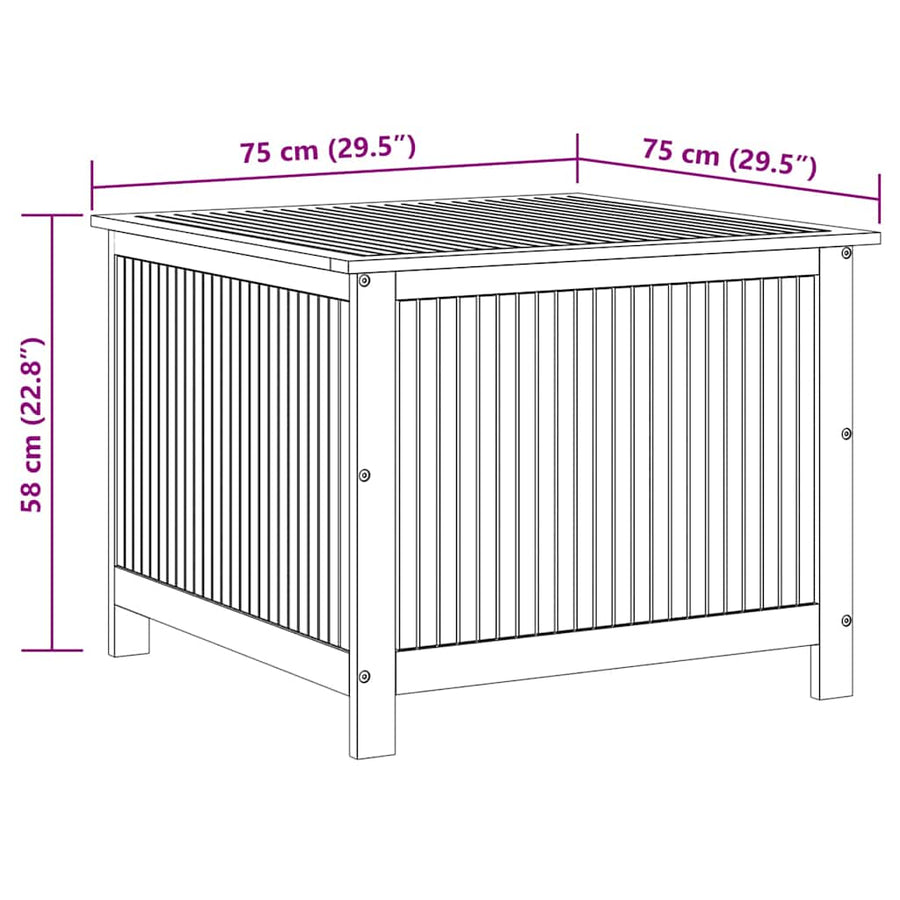 Garden Storage Box 75x75x58 cm Solid Wood Acacia