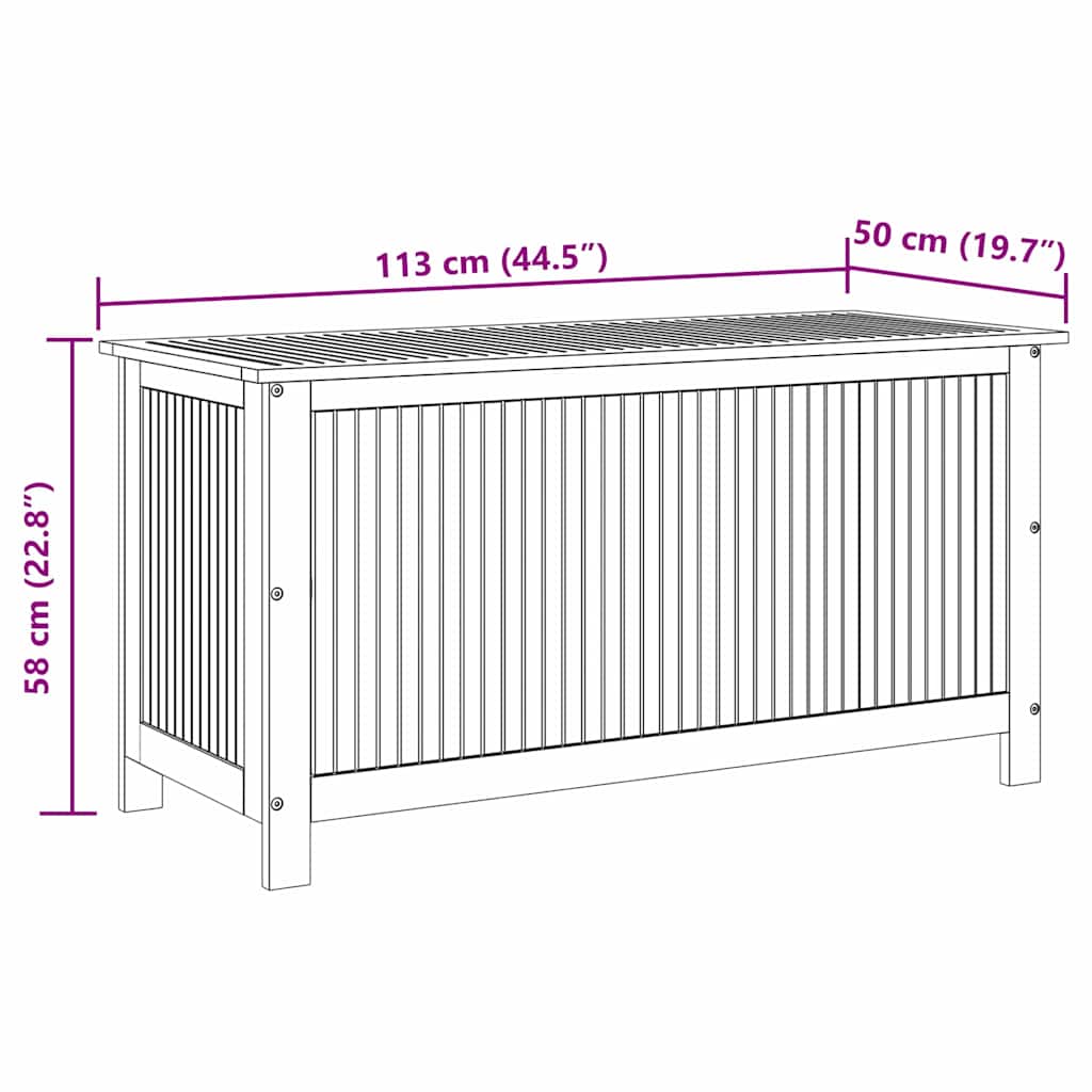 Garden Storage Box 113x50x58 cm Solid Acacia Wood