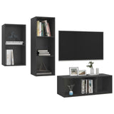 3 Piece TV Cabinet Set Grey Engineered Wood - Side View