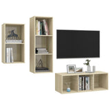 3 Piece TV Cabinet Set Sonoma Oak Engineered Wood - Side View