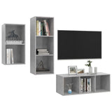 3 Piece TV Cabinet Set Concrete Grey Engineered Wood - Side View