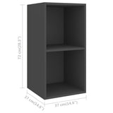 3 Piece TV Cabinet Set Grey Engineered Wood - Rear View