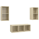 3 Piece TV Cabinet Set Sonoma Oak Engineered Wood - Front View