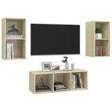 3 Piece TV Cabinet Set Sonoma Oak Engineered Wood - Side View