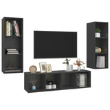 3 Piece TV Cabinet Set Grey Engineered Wood - Side View