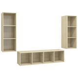 3 Piece TV Cabinet Set Sonoma Oak Engineered Wood - Front View