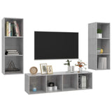 3 Piece TV Cabinet Set Concrete Grey Engineered Wood - Side View