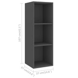 3 Piece TV Cabinet Set Grey Engineered Wood - Rear View