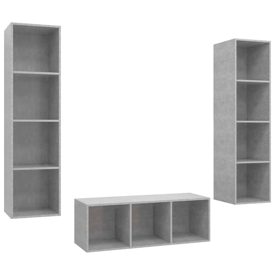 3 Piece TV Cabinet Set Concrete Grey Engineered Wood
