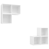 4 Piece TV Cabinet Set White Engineered Wood - Front View