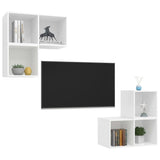 4 Piece TV Cabinet Set White Engineered Wood - Side View