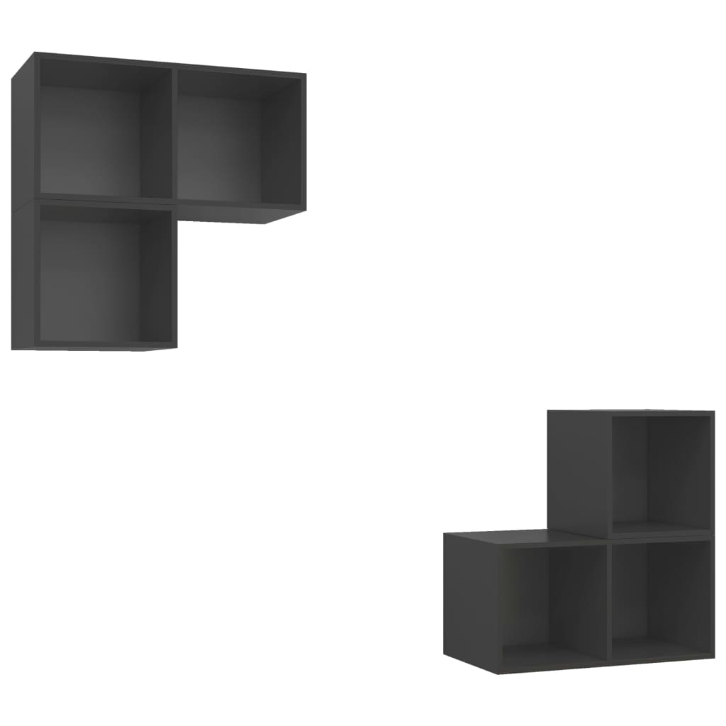 4 Piece TV Cabinet Set Grey Engineered Wood