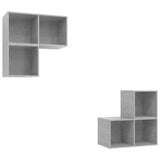4 Piece TV Cabinet Set Concrete Grey Engineered Wood - Front View