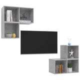 4 Piece TV Cabinet Set Concrete Grey Engineered Wood - Side View