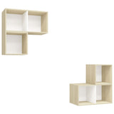 4 Piece TV Cabinet Set White and Sonoma Oak Engineered Wood - Front View