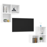 4 Piece TV Cabinet Set High Gloss White Engineered Wood - Side View