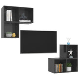 4 Piece TV Cabinet Set High Gloss Grey Engineered Wood - Side View