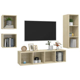 4 Piece TV Cabinet Set Sonoma Oak Engineered Wood - Side View