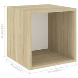 4 Piece TV Cabinet Set White and Sonoma Oak Engineered Wood - Close-Up Angle