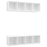 2 Piece Wall-mounted TV Cabinet Set White Engineered Wood