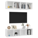 2 Piece Wall-mounted TV Cabinet Set White Engineered Wood - Side View
