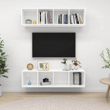 2 Piece Wall-mounted TV Cabinet Set White Engineered Wood