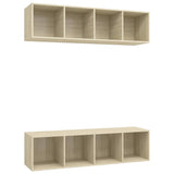 2 Piece Wall-mounted TV Cabinet Set Sonoma Oak Engineered Wood - Front View