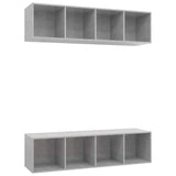 2 Piece Wall-mounted TV Cabinet Set Concrete Grey Engineered Wood - Front View