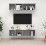 2 Piece Wall-mounted TV Cabinet Set Concrete Grey Engineered Wood