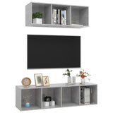 2 Piece TV Cabinet Set Concrete Grey Engineered Wood - Side View