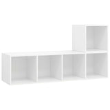 2 Piece TV Cabinet Set White Engineered Wood - Front View