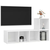 2 Piece TV Cabinet Set White Engineered Wood - Side View