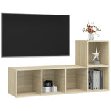 2 Piece TV Cabinet Set Sonoma Oak Engineered Wood - Side View