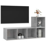 2 Piece TV Cabinet Set Concrete Grey Engineered Wood - Side View
