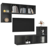 4 Piece TV Cabinet Set Grey Engineered Wood - Side View