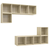 4 Piece TV Cabinet Set Sonoma Oak Engineered Wood - Front View