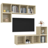 4 Piece TV Cabinet Set Sonoma Oak Engineered Wood - Side View