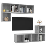 4 Piece TV Cabinet Set Concrete Grey Engineered Wood